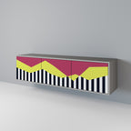 PIANO FANTASY 3-Door TV Stand in Grey Finish