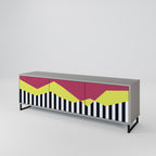 PIANO FANTASY 3-Door TV Stand in Grey Finish