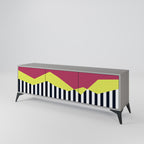 PIANO FANTASY 3-Door TV Stand in Grey Finish