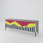 PIANO FANTASY 3-Door TV Stand in Grey Finish