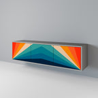 PRISM CONCUSSION 3-Door TV Stand in Grey Finish