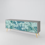 ASIAN SWAY 3-Door TV Stand in Grey Finish