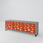 COURAGE MOLD 3-Door TV Stand in Grey Finish