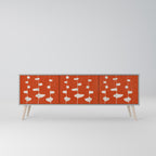 COURAGE MOLD 3-Door TV Stand in Grey Finish