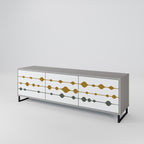 VIVID TONE 3-Door TV Stand in Grey Finish