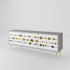 VIVID TONE 3-Door TV Stand in Grey Finish