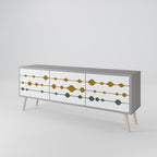 VIVID TONE 3-Door TV Stand in Grey Finish