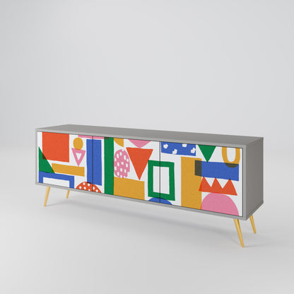 GEOMETRIC GLIMMER TV-bänk med 3 dörrar