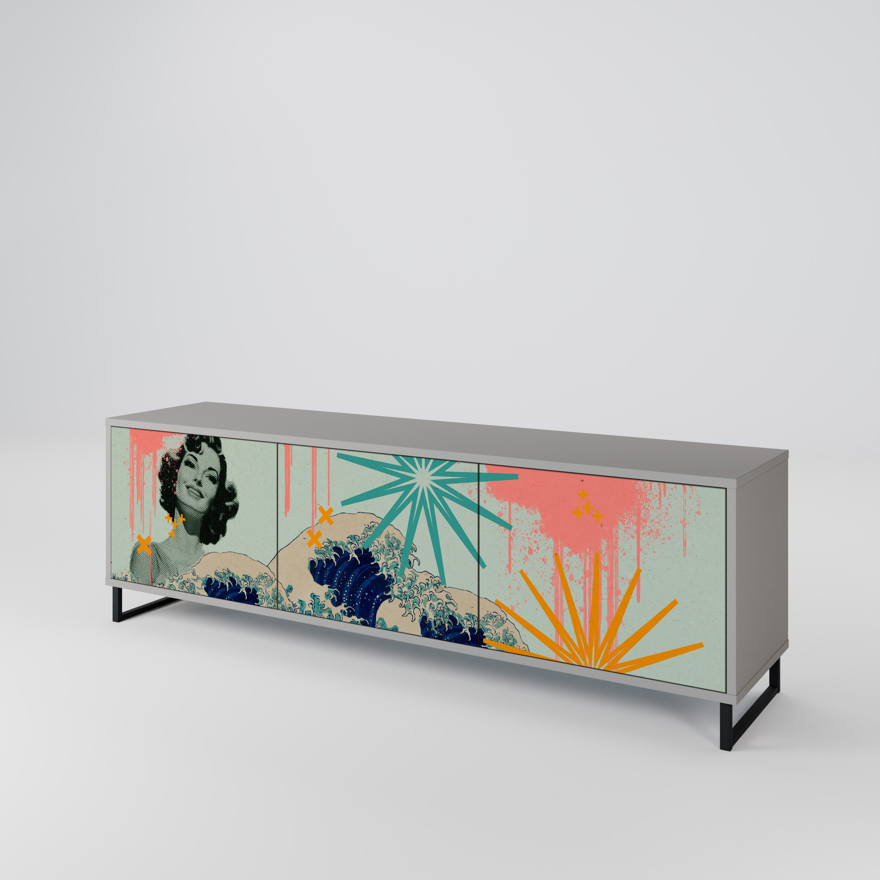 KANAGAWA BEAUTY 3-Door TV Cabinet