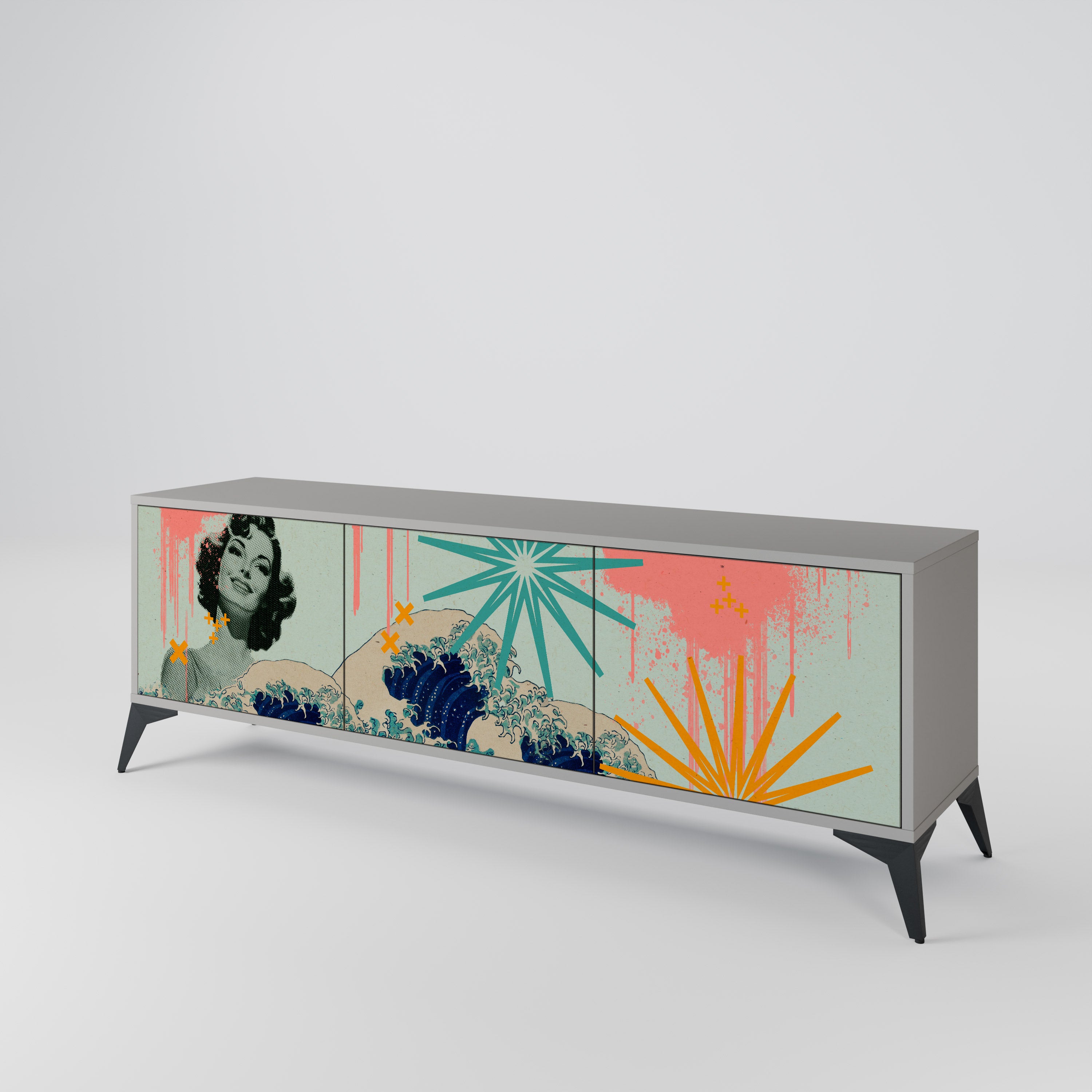 KANAGAWA BEAUTY 3-Door TV Cabinet