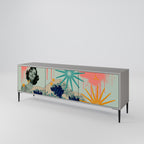 KANAGAWA BEAUTY 3-Door TV Stand in Grey Finish