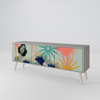 KANAGAWA BEAUTY 3-Door TV Stand in Grey Finish