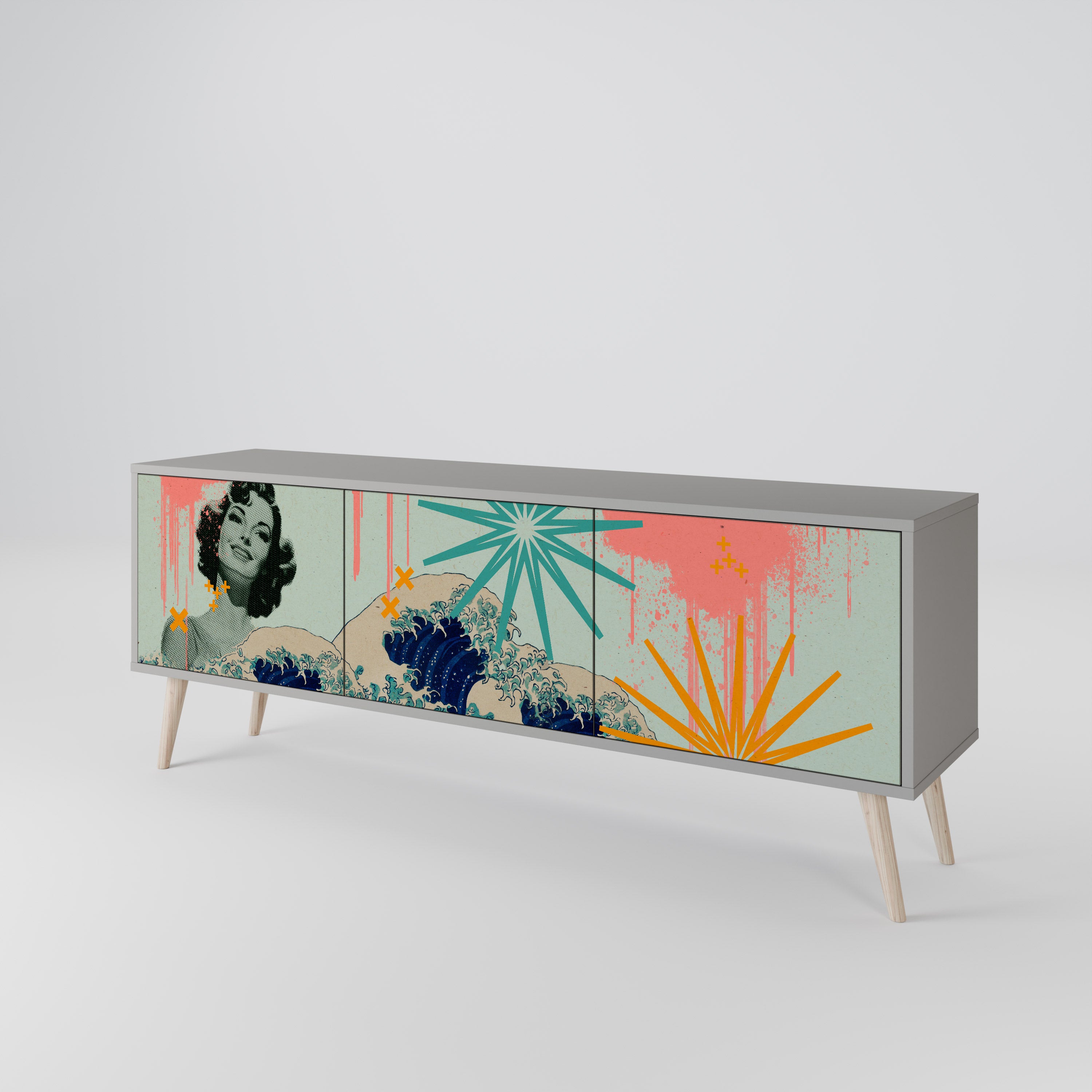 KANAGAWA BEAUTY 3-Door TV Cabinet