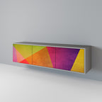 VIVID GEOMETRY 3-Door TV Stand in Grey Finish