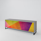 VIVID GEOMETRY 3-Door TV Stand in Grey Finish