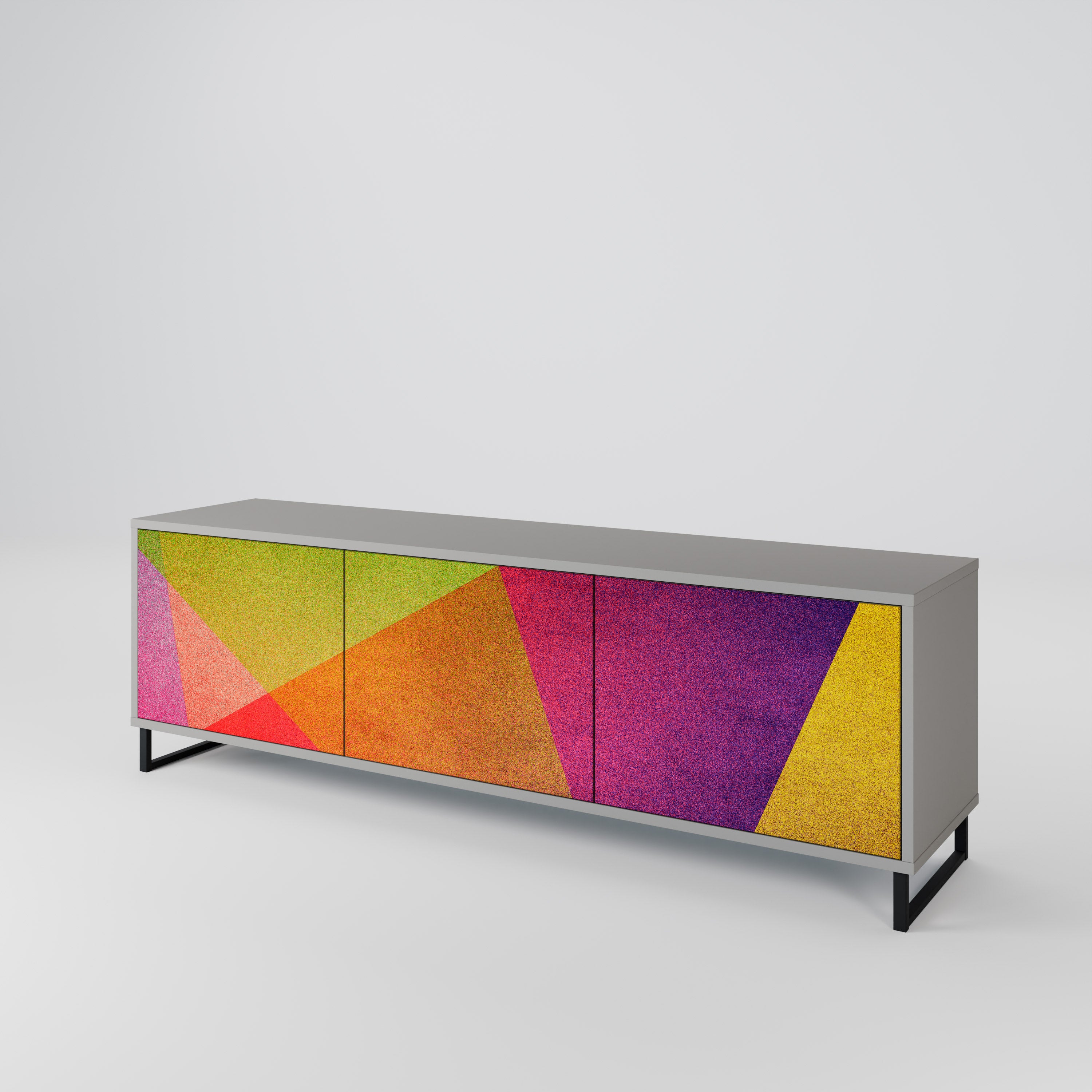 VIVID GEOMETRY 3-dörrars TV-bänk i grå finish