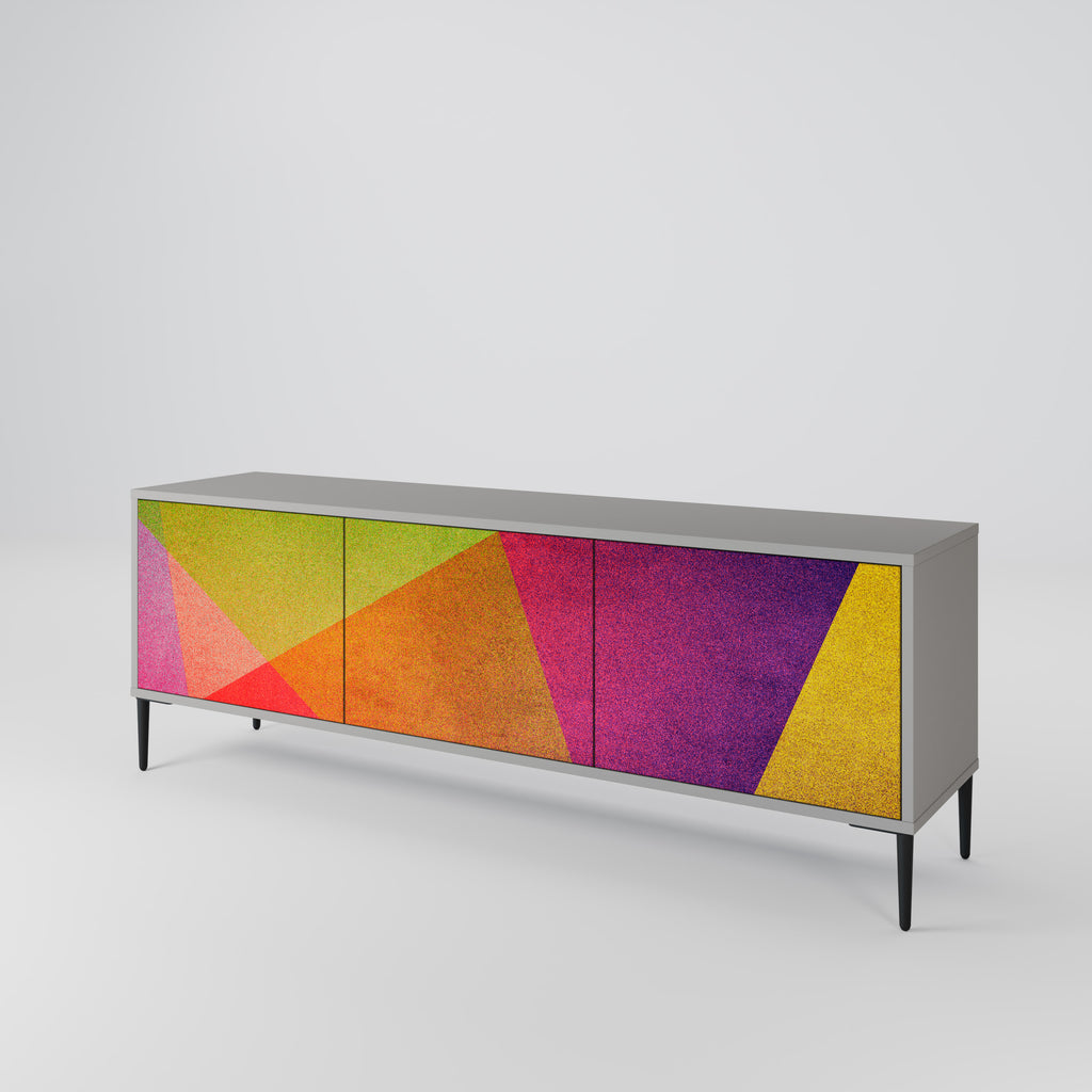 VIVID GEOMETRY 3-dörrars TV-bänk i grå finish
