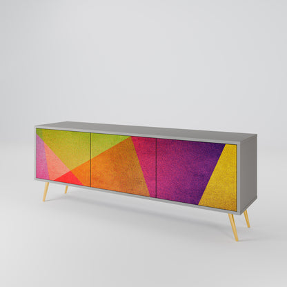 VIVID GEOMETRY 3-Door TV Stand in Grey Finish