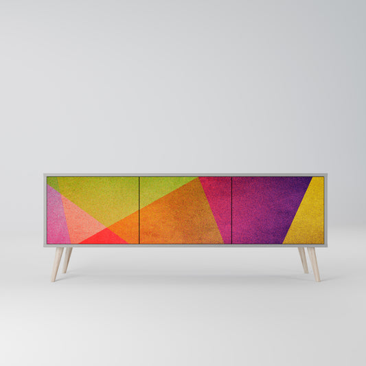 VIVID GEOMETRY 3-Door TV Stand in Grey Finish