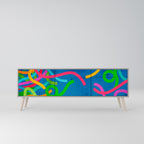 STREAMER TANGLE 3-Door TV Stand in Grey Finish