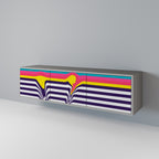 TONE COLLAPSE 3-Door TV Stand in Grey Finish