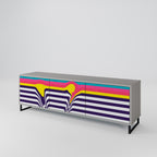 TONE COLLAPSE 3-Door TV Stand in Grey Finish