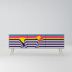 TONE COLLAPSE 3-Door TV Stand in Grey Finish