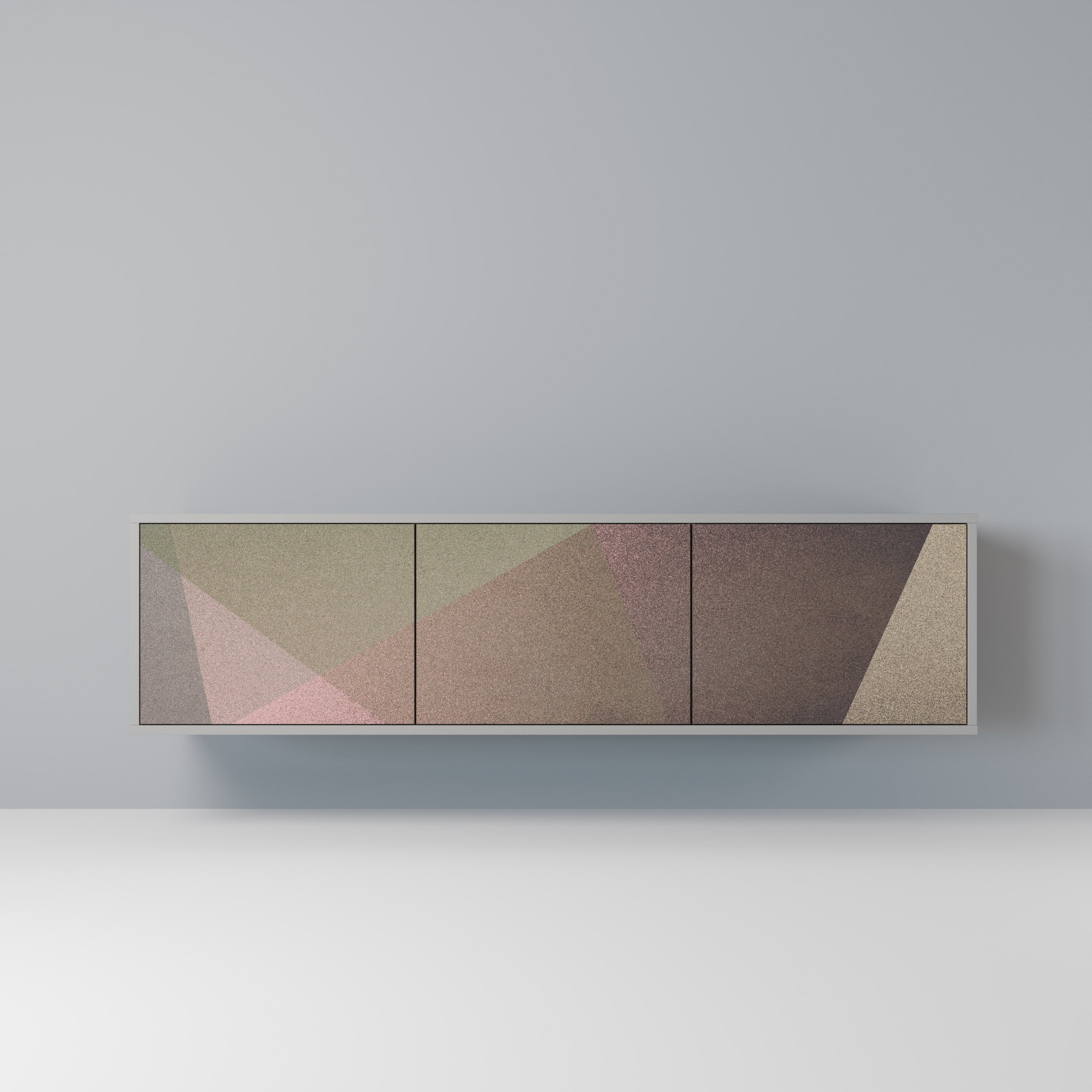 BEIGE GEOMETRY 3-dörrars TV-bänk i grå finish
