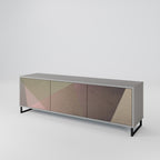 BEIGE GEOMETRY 3-Door TV Stand in Grey Finish