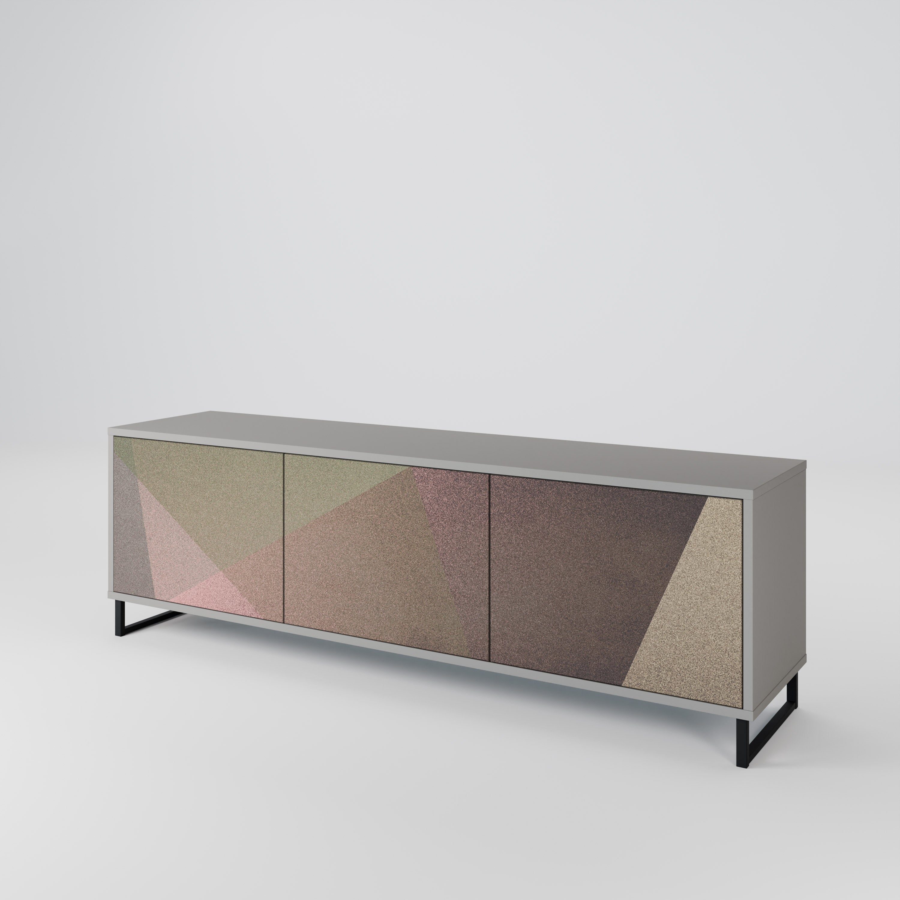 BEIGE GEOMETRY 3-Door TV Cabinet
