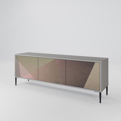 BEIGE GEOMETRY 3-Door TV Stand in Grey Finish