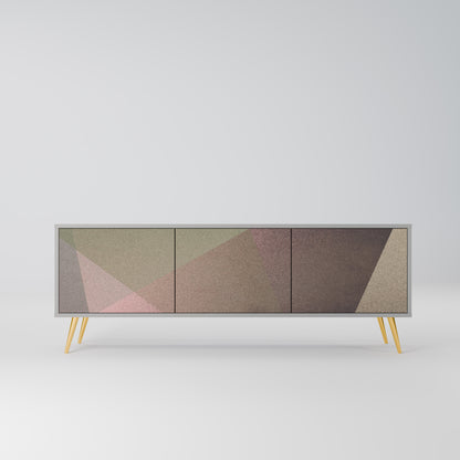 BEIGE GEOMETRY 3-Door TV Stand in Grey Finish