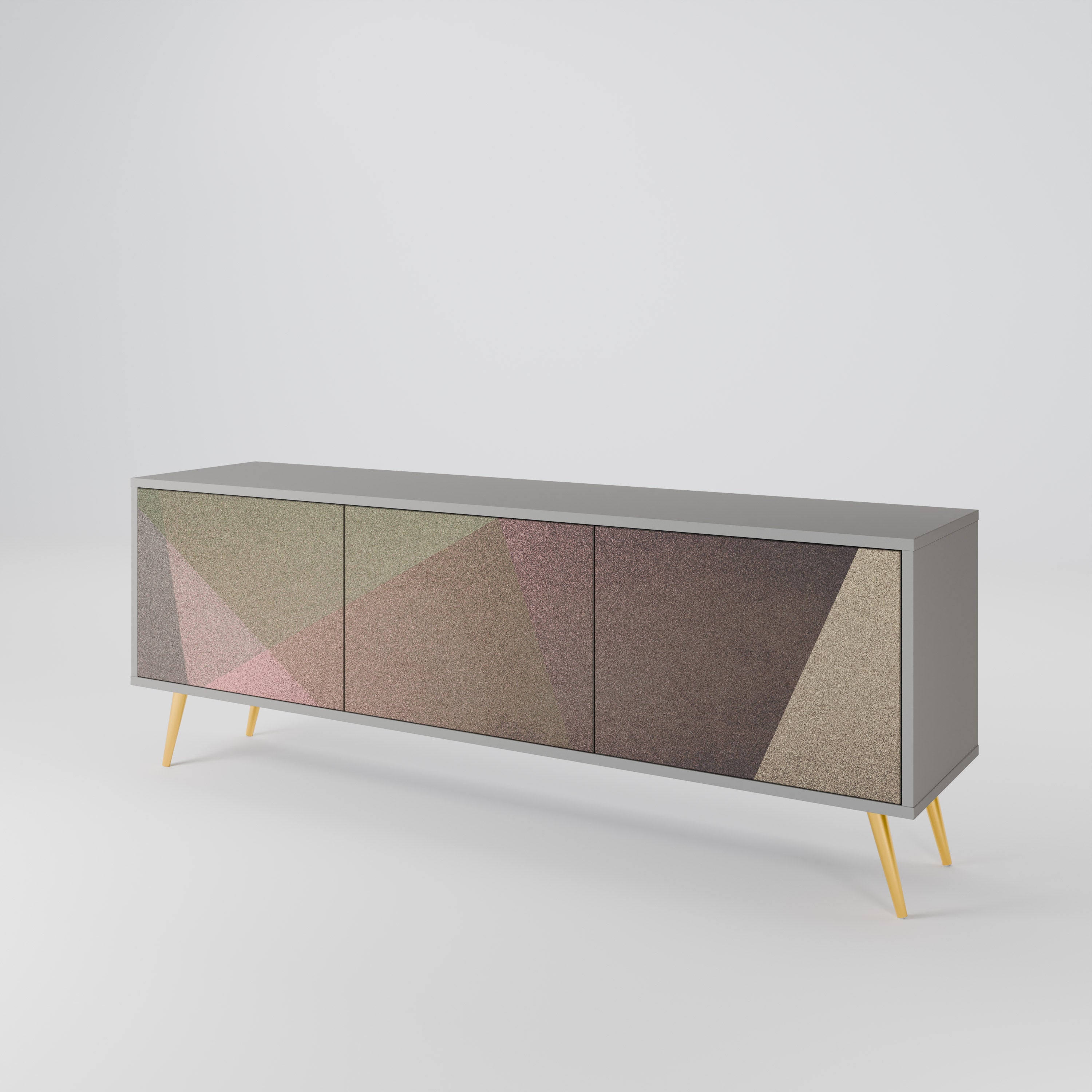 BEIGE GEOMETRY 3-Door TV Cabinet