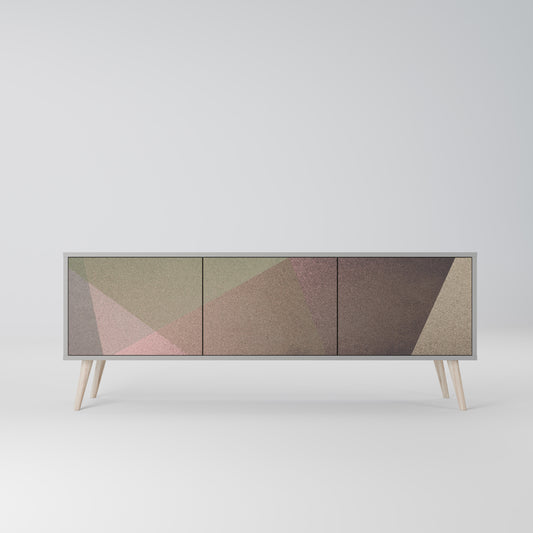 BEIGE GEOMETRY 3-Door TV Stand in Grey Finish