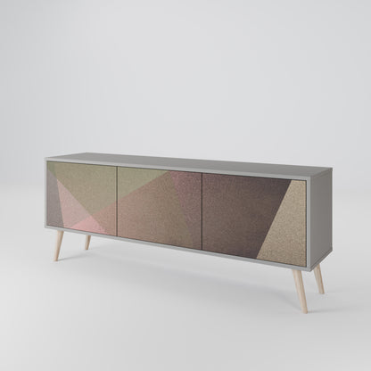 BEIGE GEOMETRY 3-Door TV Stand in Grey Finish