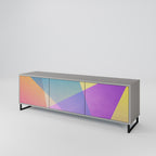 BRIGHT GEOMETRY 3-Door TV Stand in Grey Finish