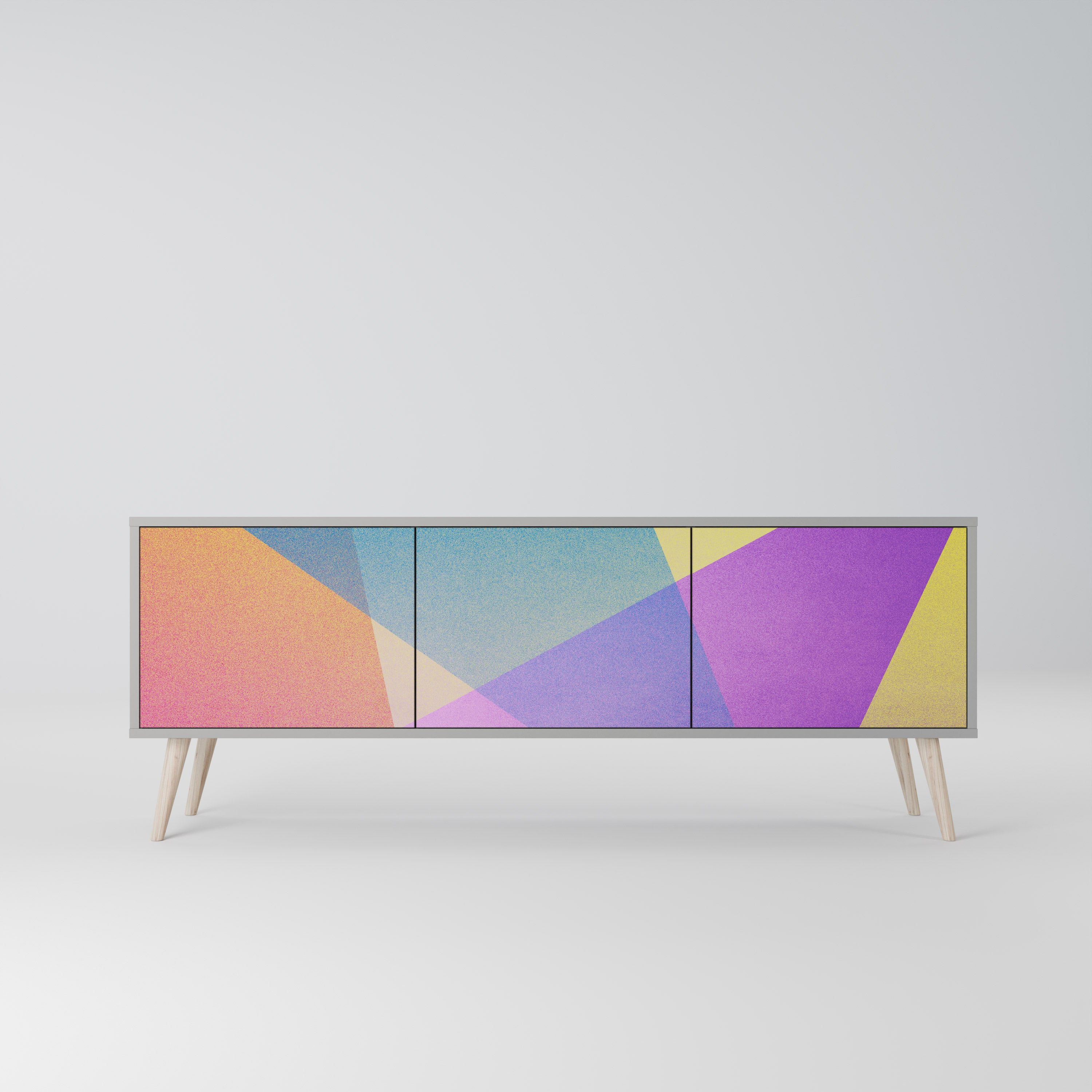 LJUS GEOMETRY 3-dörrars TV-bänk i grå finish