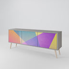 BRIGHT GEOMETRY 3-Door TV Stand in Grey Finish