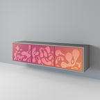 IRREGULAR PINK 3-Door TV Stand in Grey Finish