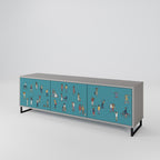 COLLECTIVE STREAM 3-Door TV Stand in Grey Finish