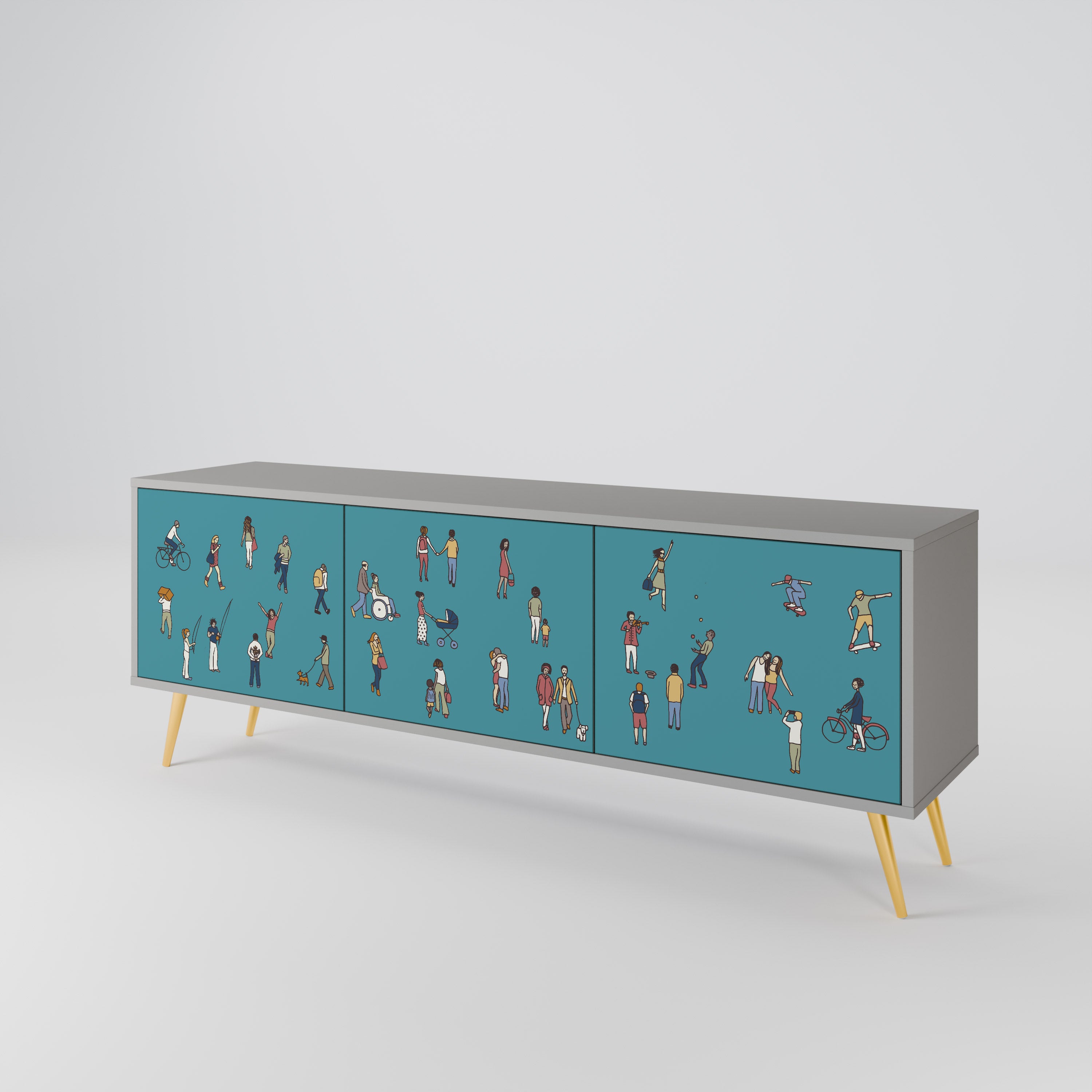 COLLECTIVE STREAM 3-Door TV Cabinet