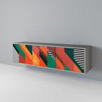 MAKESHIFT ARTISTRY 3-Door TV Stand in Grey Finish