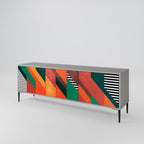 MAKESHIFT ARTISTRY 3-Door TV Stand in Grey Finish