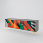 MAKESHIFT ARTISTRY 3-Door TV Stand in Grey Finish