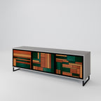 EARTHY FIGURES 3-Door TV Stand in Grey Finish