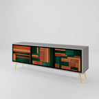 EARTHY FIGURES 3-Door TV Stand in Grey Finish