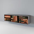 FIGURES OF NATURE 3-Door TV Stand in Grey Finish