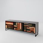 FIGURES OF NATURE 3-Door TV Stand in Grey Finish