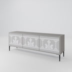 THAI GRAY 3-Door TV Stand in Grey Finish