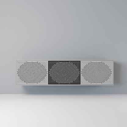 POLYGON ILLUSION 3-dörrars TV-bänk i grå finish